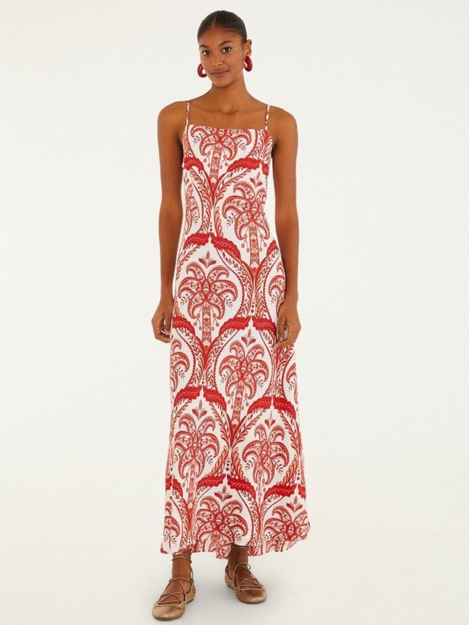 Farm Rio: Off-White Tropical Cameo Slip Lenzing Ecovero Maxi Dress Dt